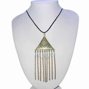 Hand Crafted Pyramid Pendant Beaded Chain Tassels